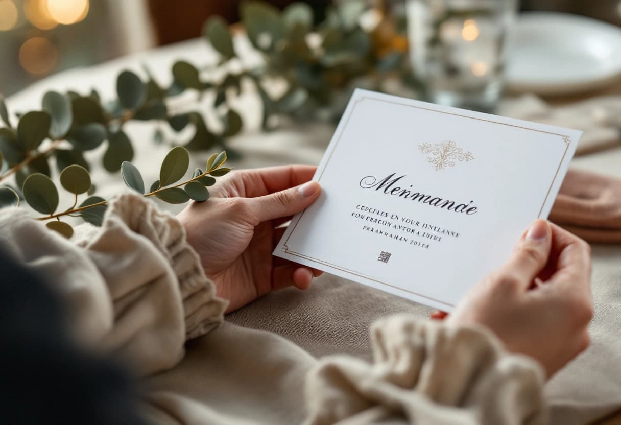 Faire-part de mariage imprimé avec un QR code renvoyant vers la page de réponse en ligne